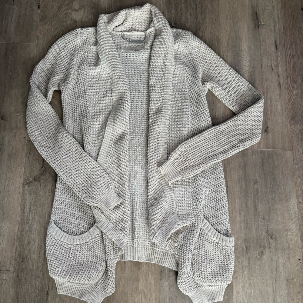 Plenty Monk & Lou Women's Gray waffle Cardigan oversized - XXS